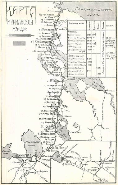 1924. Muurmannin radan kartta